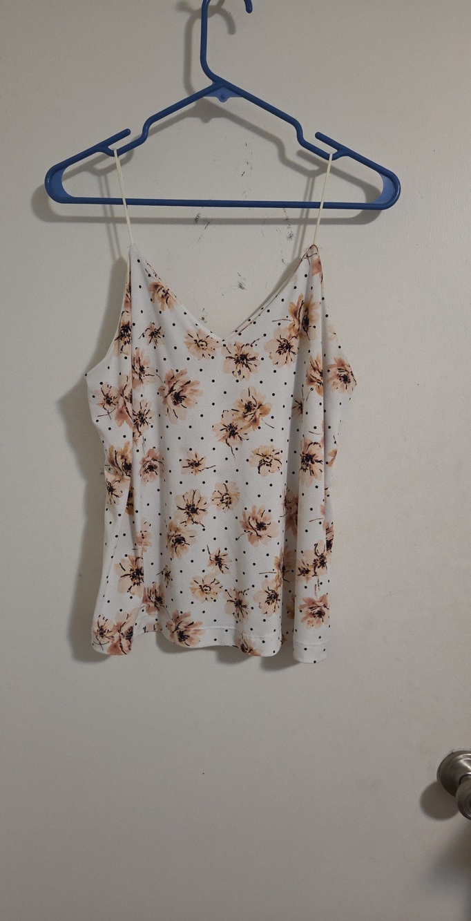 Maurices White Cami Tank with Peach Floral Print